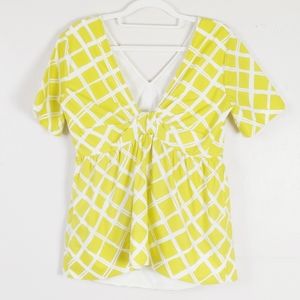 Piazza Sempione Top Size 38 Women's Short Sleeve Blouse Chartreuse Designer